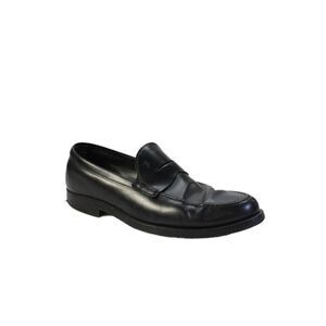 Tods Mens Leather Slide On Dress Shoe Loafers Black Size 10.5